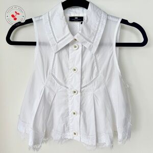 Elisabetta Franchi Sleeveless Cropped Blouse in White